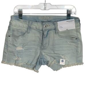 NWT ARIZONA JEAN CO Shortie Jean Shorts, Bleached | Frayed Hem, Size 0